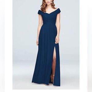 Celebrate DS Studio Off the Shoulder Mesh Maxie Marine Navy Sz6 NWT IN PACKAGING